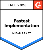 G2 Fastest Implementation, Mid-Market, Fall 2026