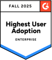 G2 Highest User Adoption Enterprise award — Sesame Software