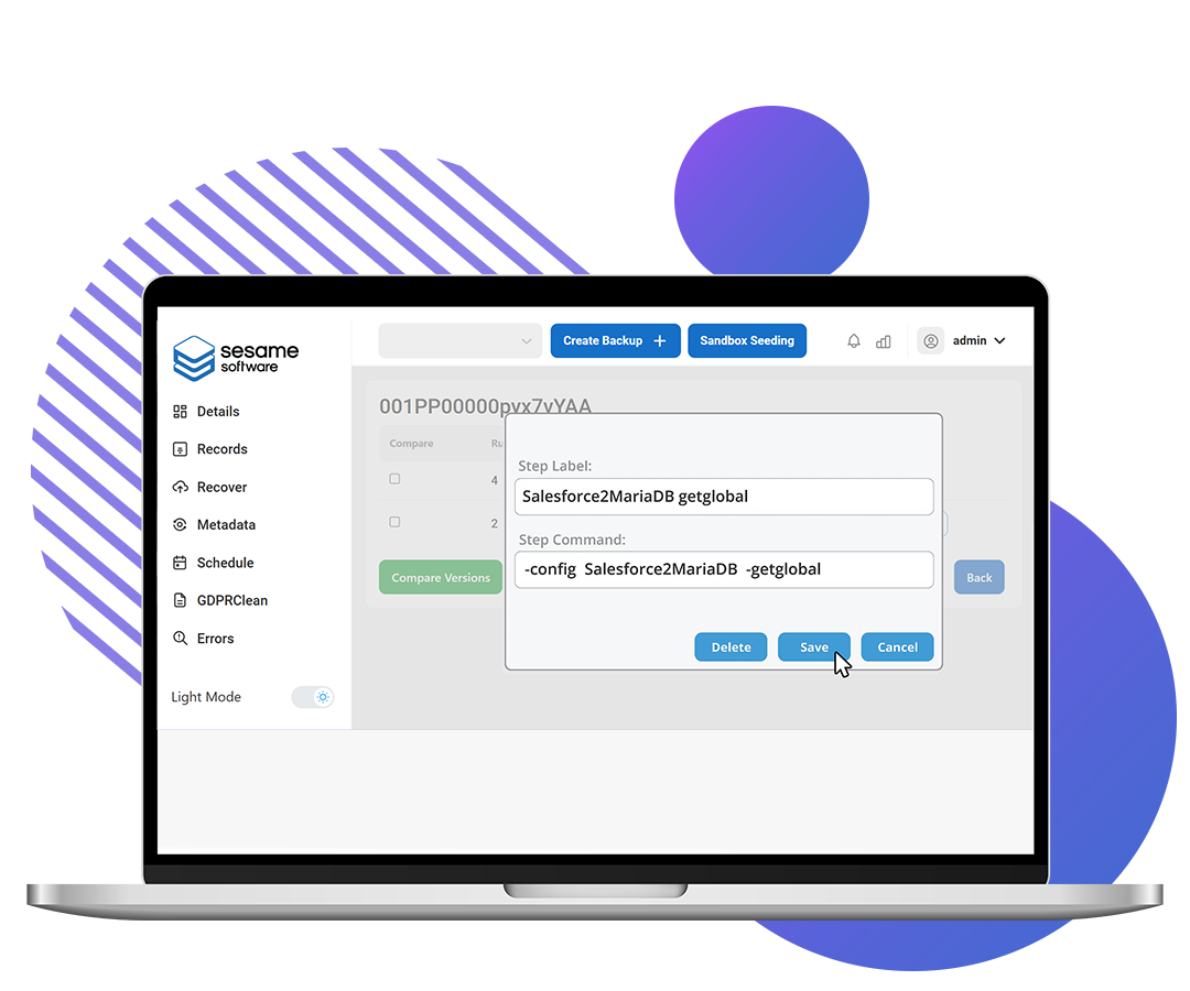 Sesame Software connection setup