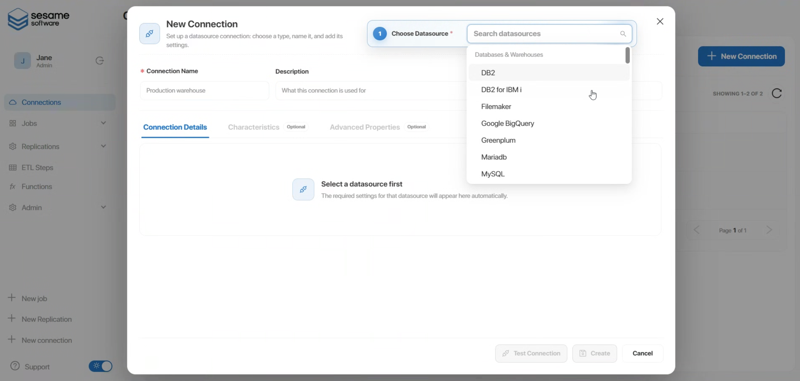 Sesame Software 7.0 workspace