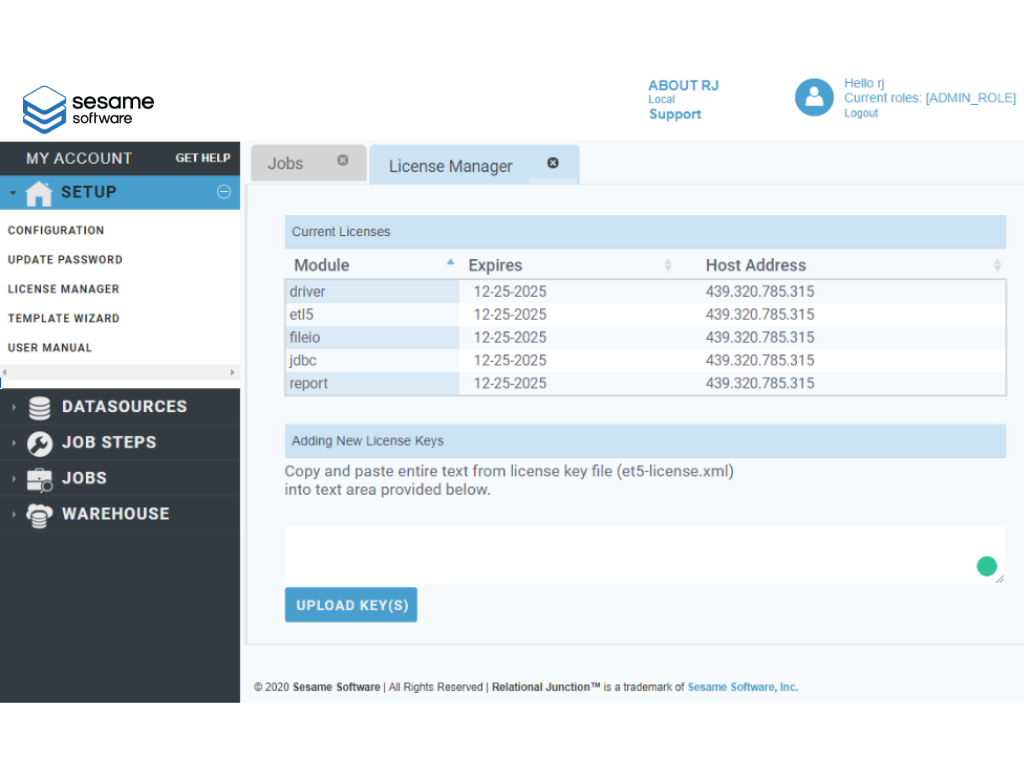 The current Sesame Software interface